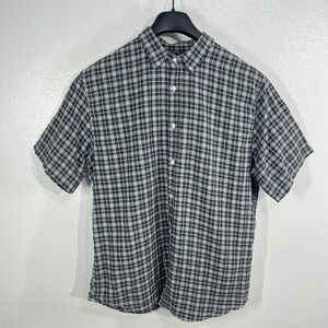 Frank & Eileen Plaid Button Up Shirt Mens XL Short Sleeve Cotton‎ Woven in Italy